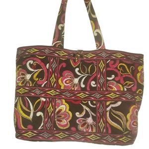 Vera Bradley XL Quilted Tote Bag Paisley Pink Black